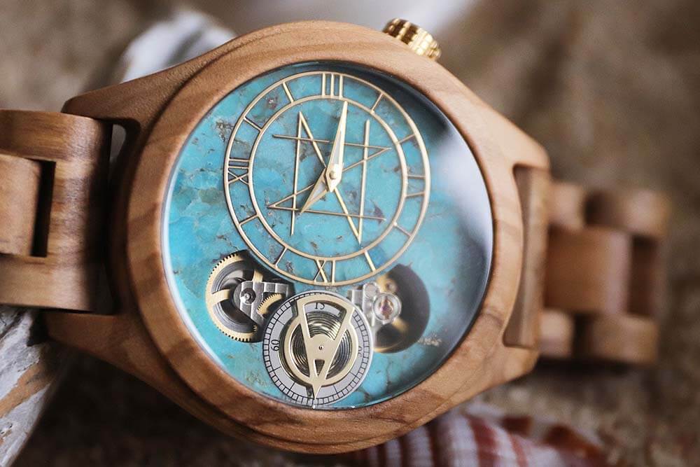 最終値下げ❗️NOZ 天然石　ターコイズ　腕時計　木製　クラウドファンディング